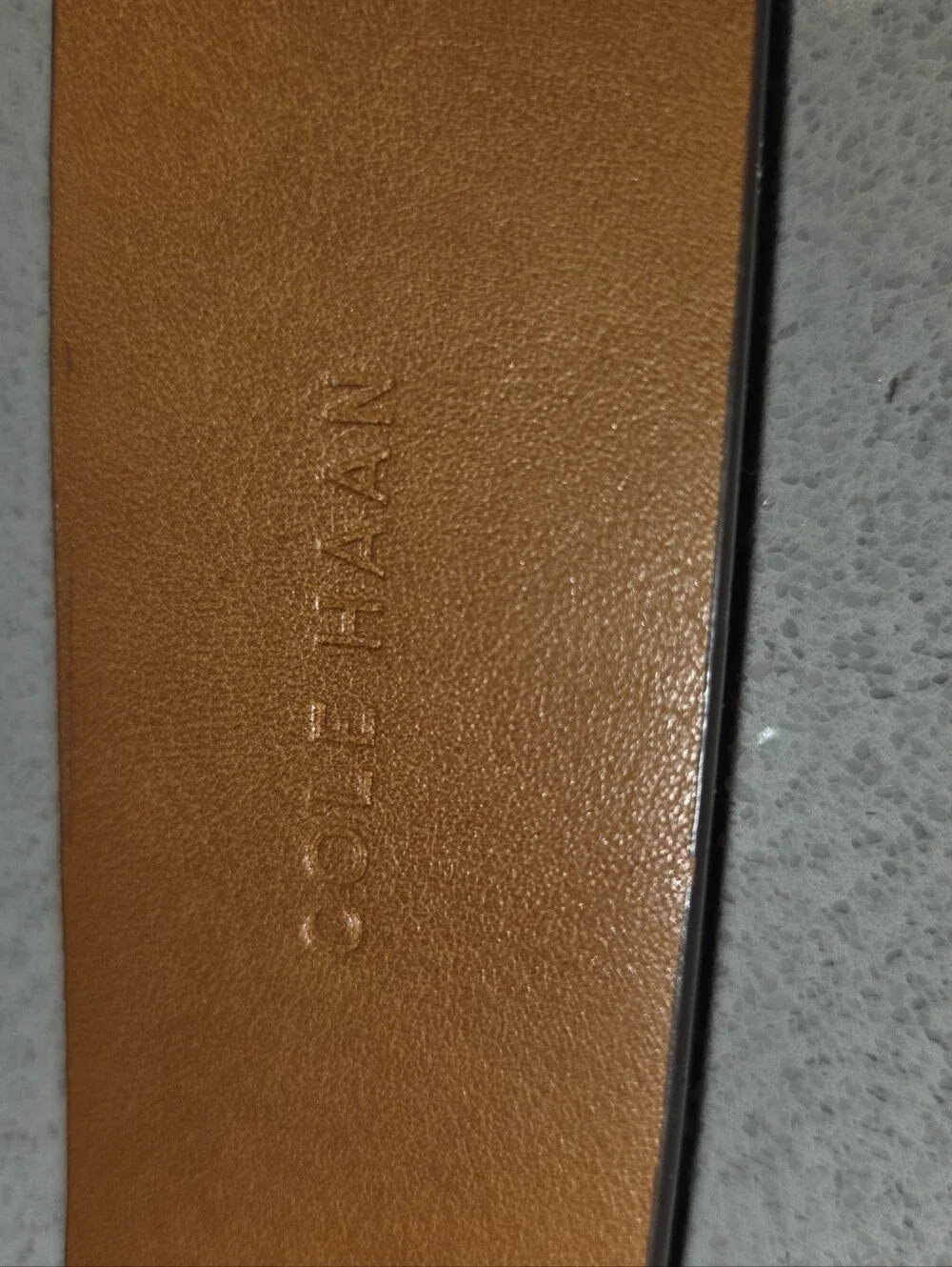 Cole Haan Brown Leather Belt with Gold Ring Buckle